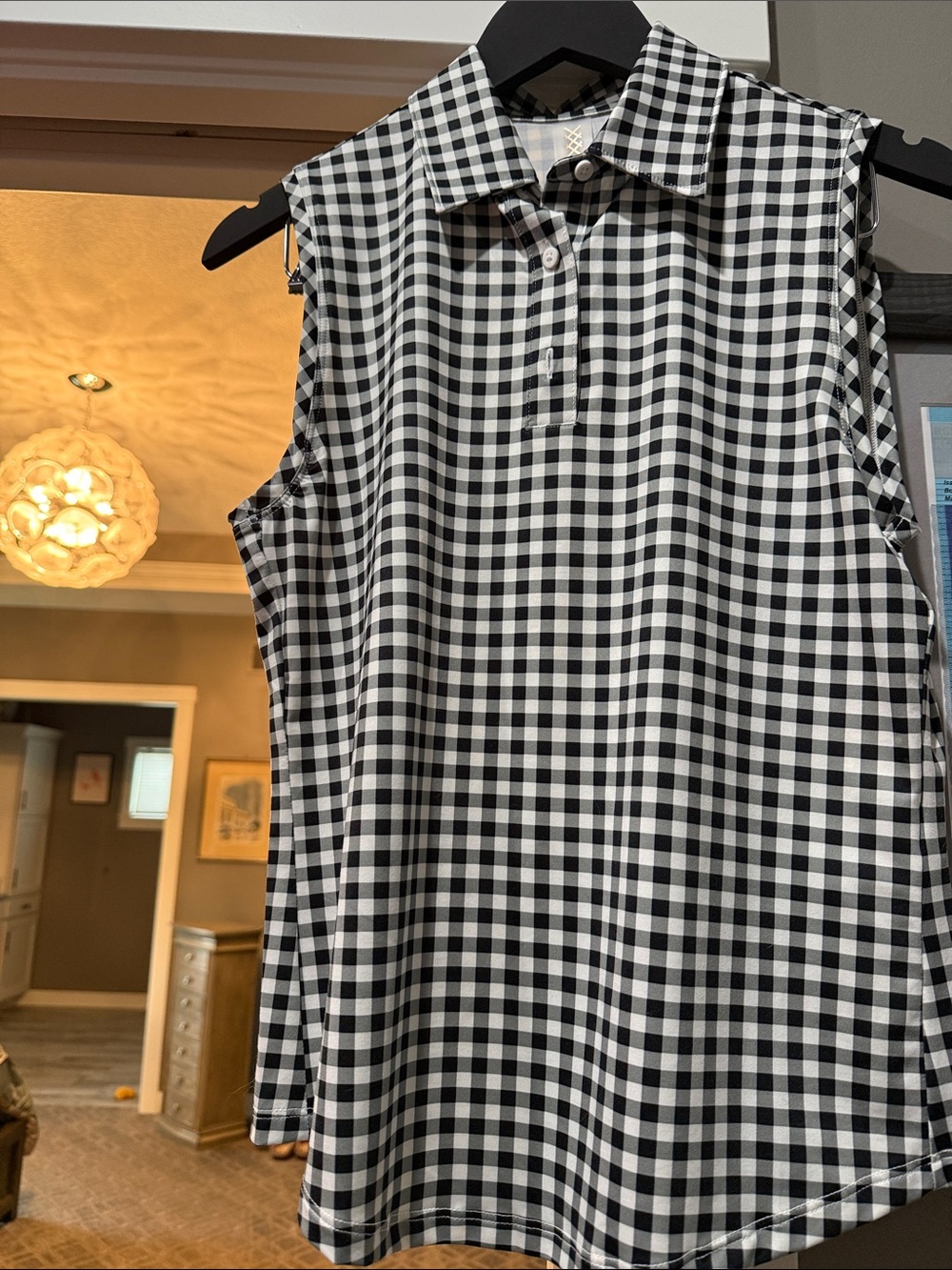 NWT RHONE Black & White Gingham Sleeveless Polo